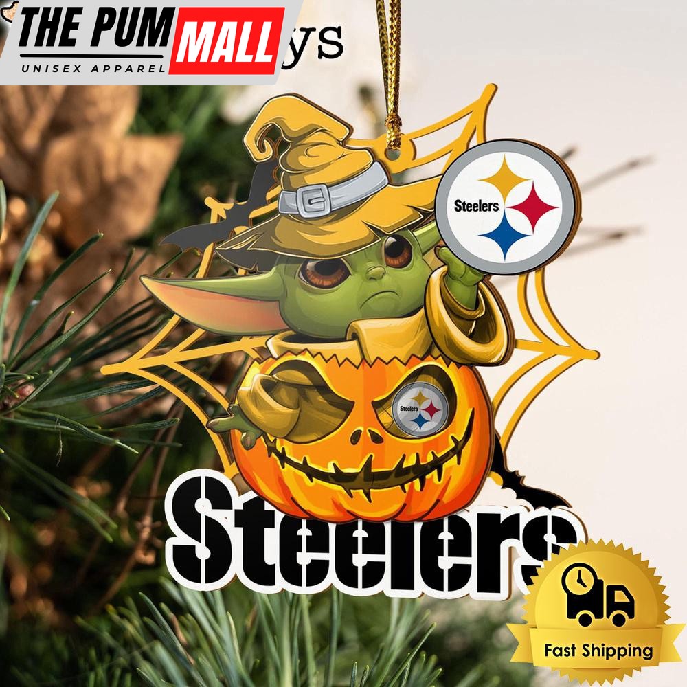 Pittsburgh Steelers Baby Yoda Pumpkin Halloween Ornament Limited Edition