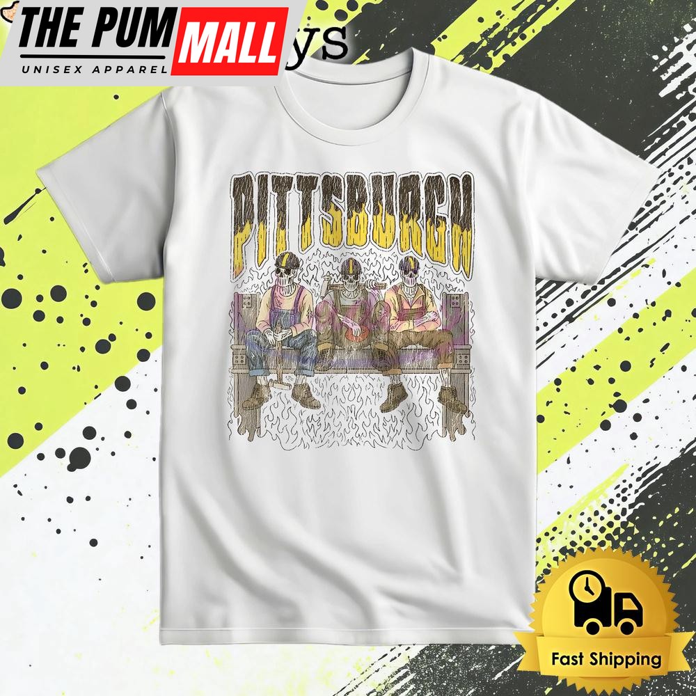 Pittsburgh Steelers Football Skeleton Worker T Shirt