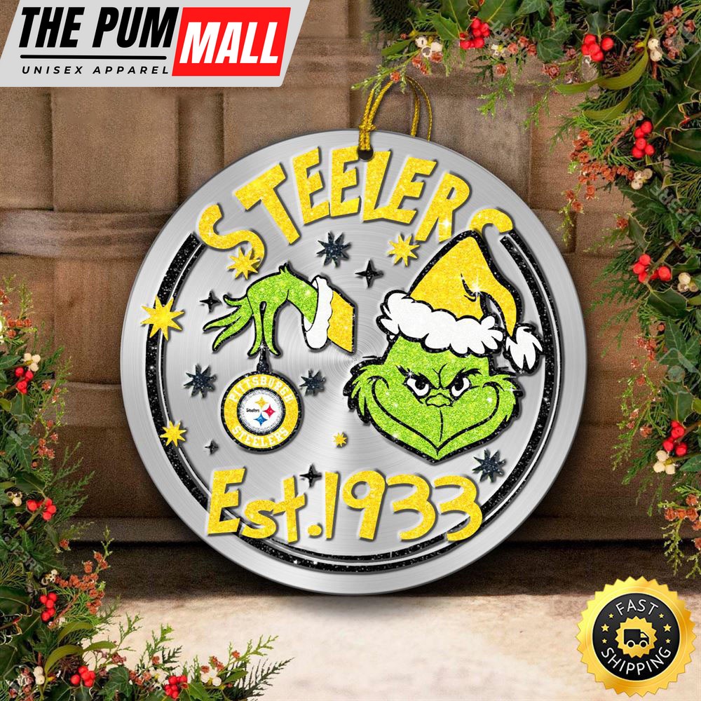 Pittsburgh Steelers Grinch Circle Ornaments Christmas Limited Edition