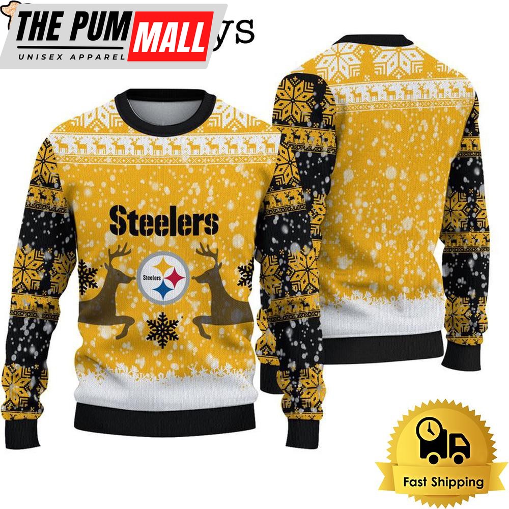 Pittsburgh Steelers Reindeer Football Ugly Christmas Sweater