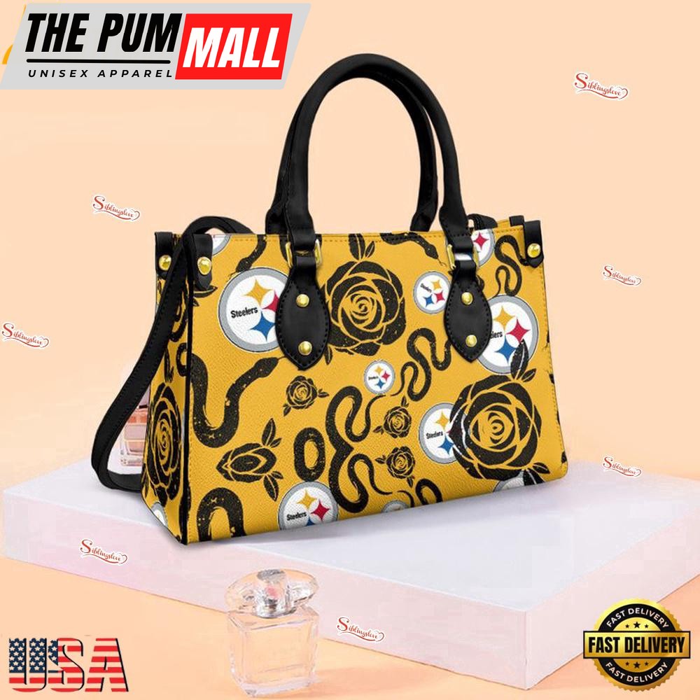 Pittsburgh Steelers Rose and Flower Pattern NFL Leather Handbag – Baseball Cap Snapback Hats