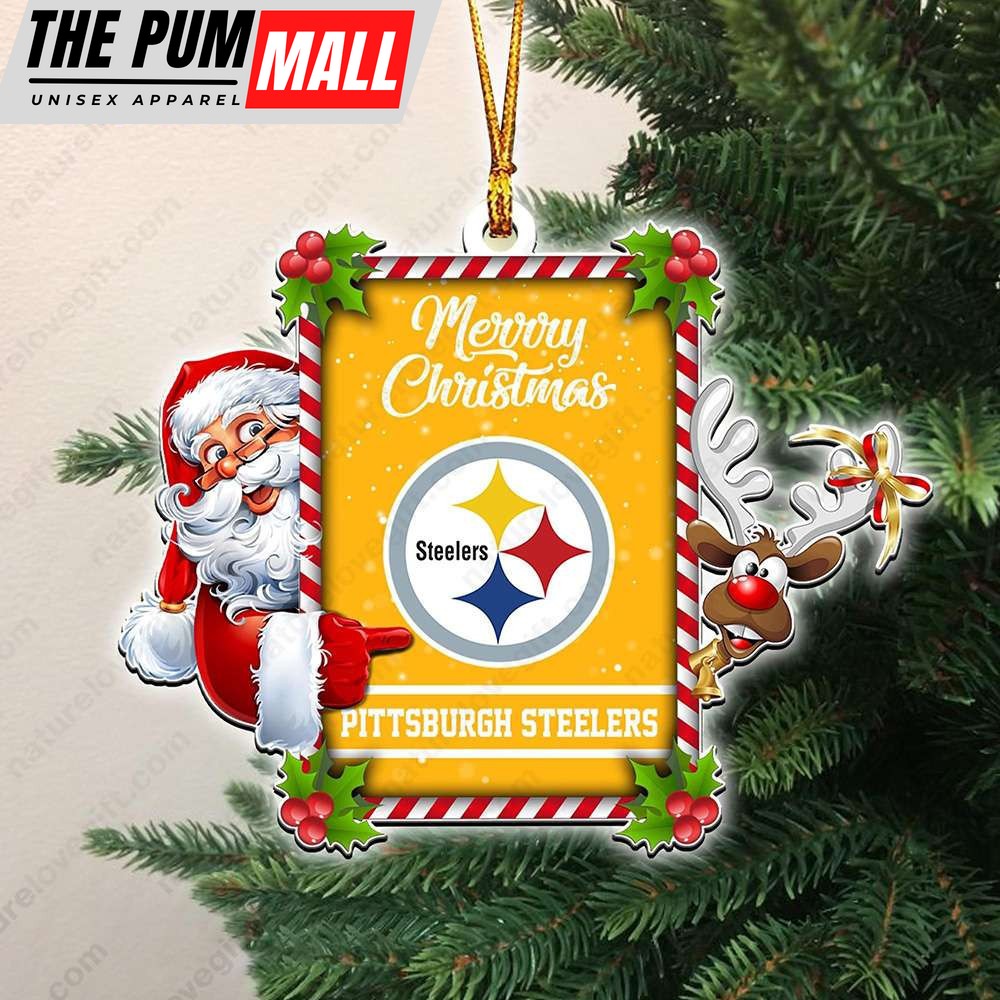 Pittsburgh Steelers Santa And Reindeer Funny Christmas Ornament NFL Gift Limited Edition