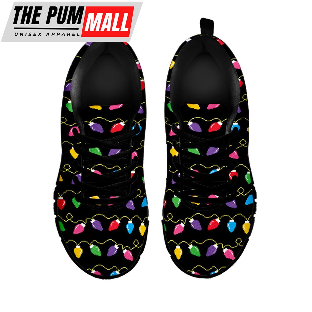 pixel-christmas-lights-print-black-running-shoes-gift-for-men-and-women-mxjm685o Pixel Christmas Lights Print Black Running Shoes, Gift For Men And Women