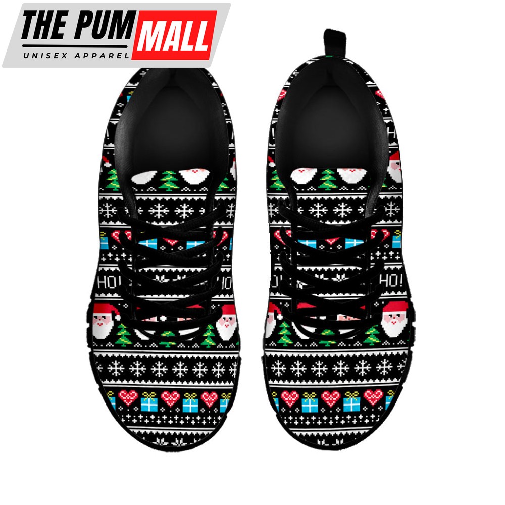pixel-christmas-santa-claus-print-black-running-shoes-gift-for-men-and-women-4tesog8k Pixel Christmas Santa Claus Print Black Running Shoes, Gift For Men And Women