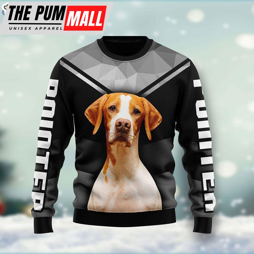 Pointer Dog Lover Ugly Christmas Holiday Sweater – Xmas Gifts For Him or Her