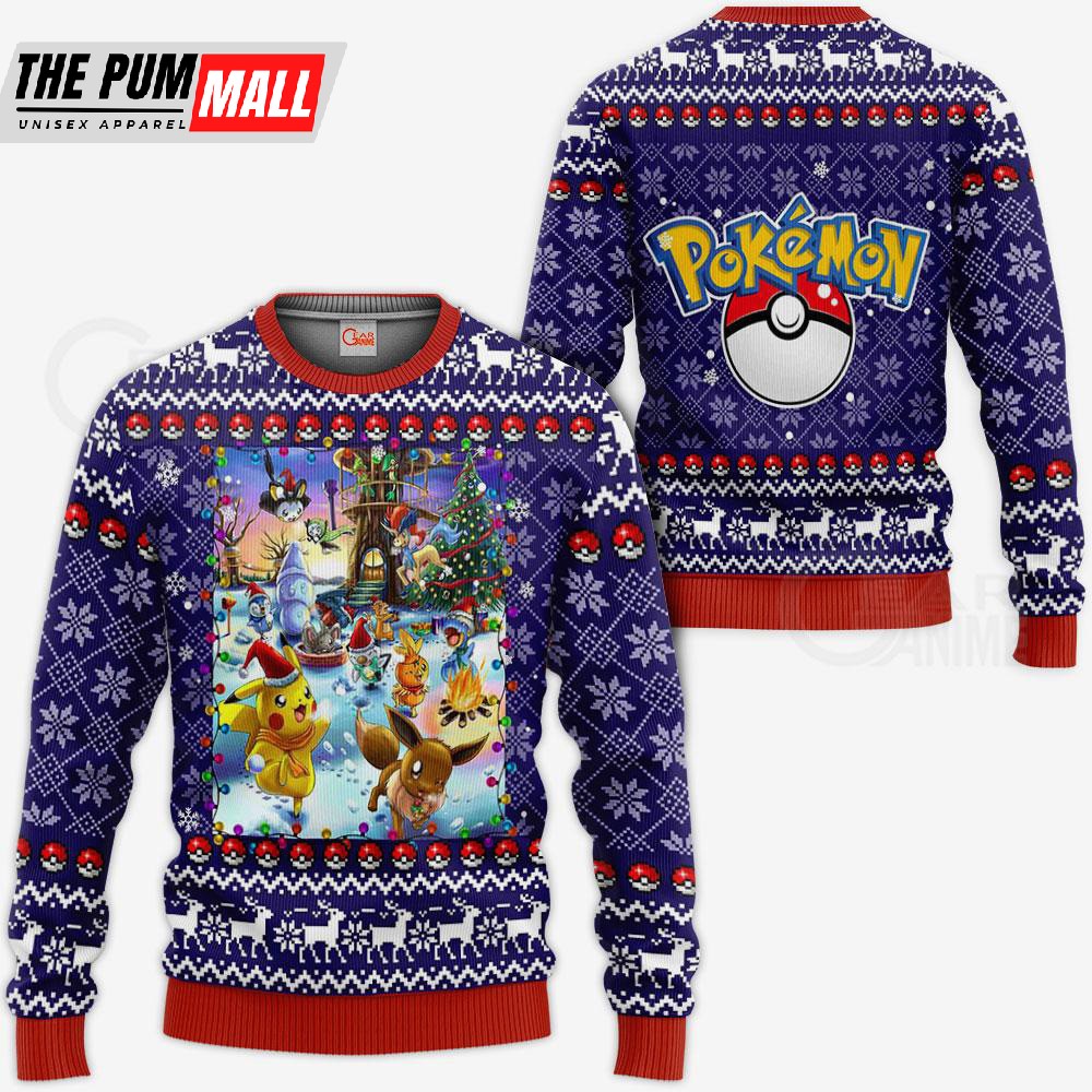 Pokemon Ugly Christmas Happy Pokemon Anime Xmas Gift Sweater