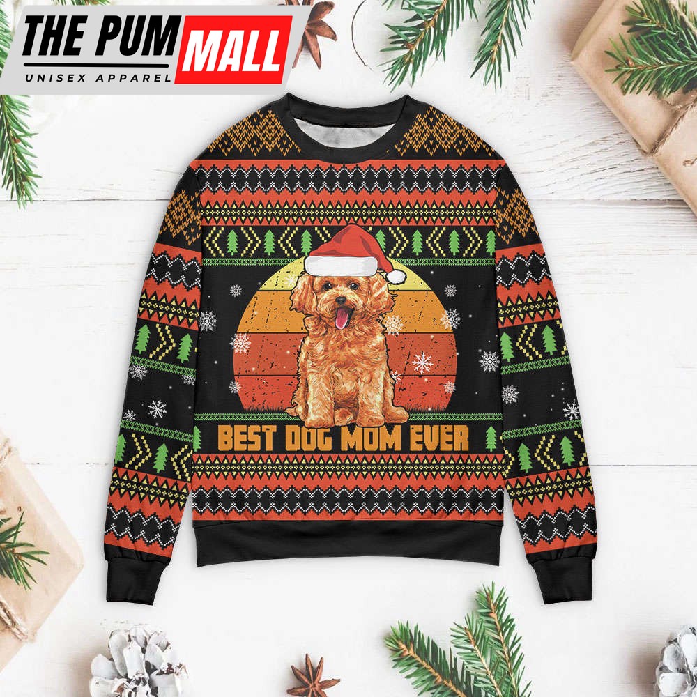 Poodle Christmas Sweater: Best Dog Mom Ever – Perfect Gift for Poodle Lovers