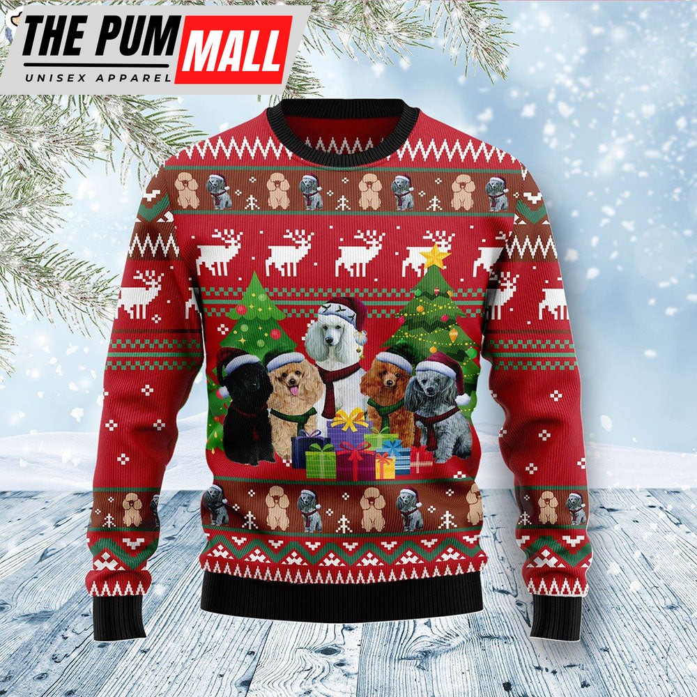 Poodle Family Snow Dog Lover Ugly Christmas Sweater – Xmas Gifts For Him or Her