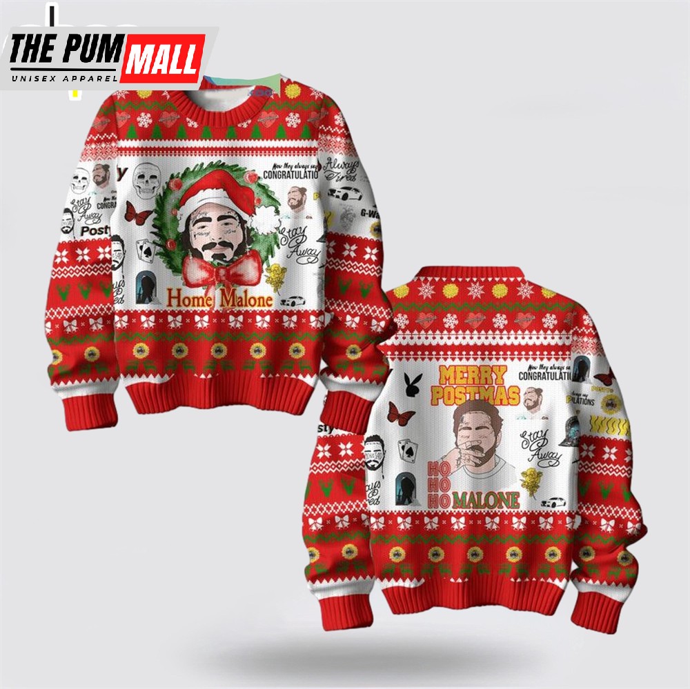 Post Malone Posty Ho Ho Ho Ugly Merry Christmas Sweater