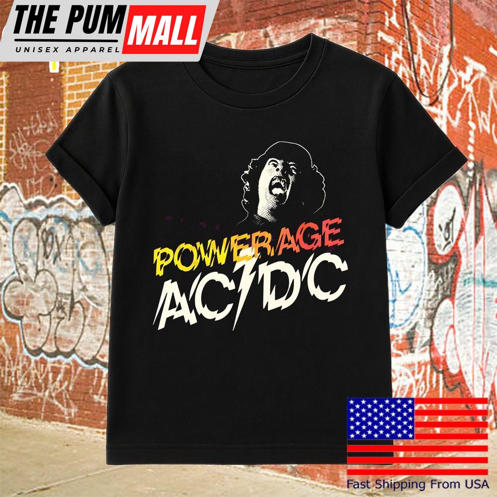 Powerage Angus Screaming Rock Star Ac Dc Style Vintage Band T Shirt