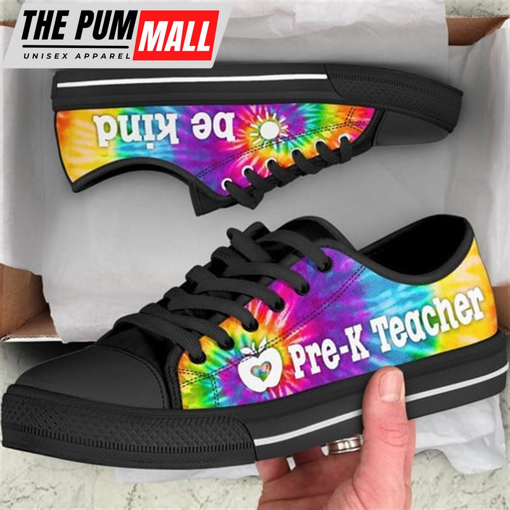 Pre-K Teacher Bekind Tie Dye Canvas Low Top Shoes – Low Top Shoes Mens, Women