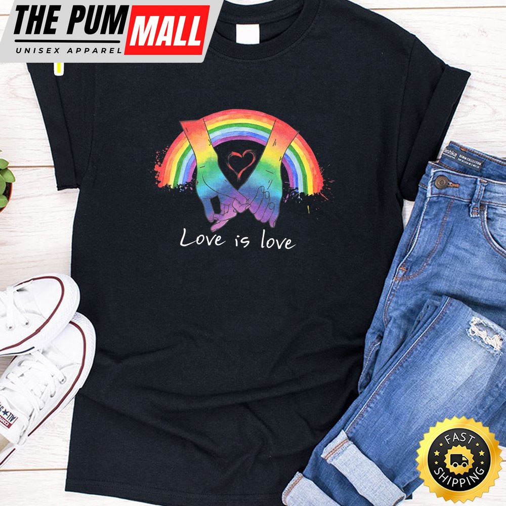Pride Hand In Hand Love Is Love Lgbt valentine Premium Valentines Day T-shirt