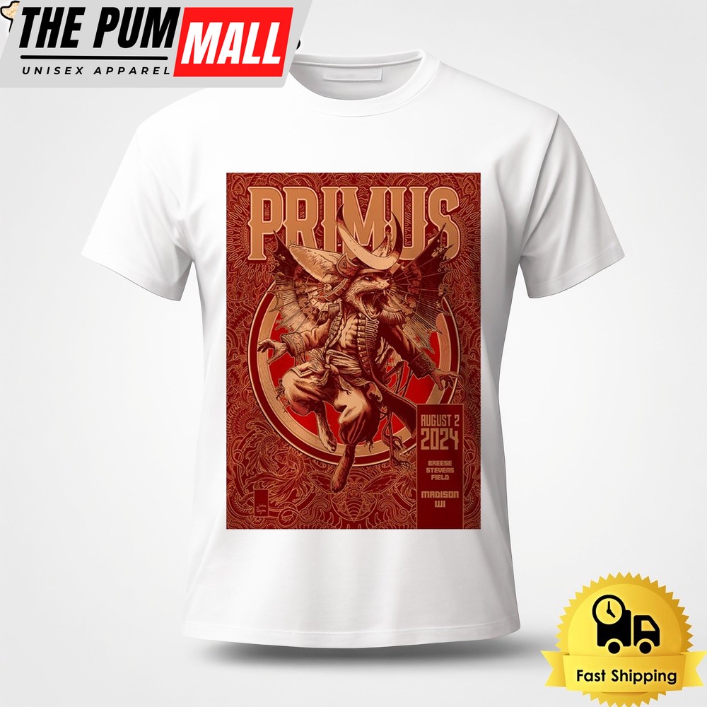 Primus Tour On August 2 2024 Breese Stevens Field Madison WI Unisex T-Shirt
