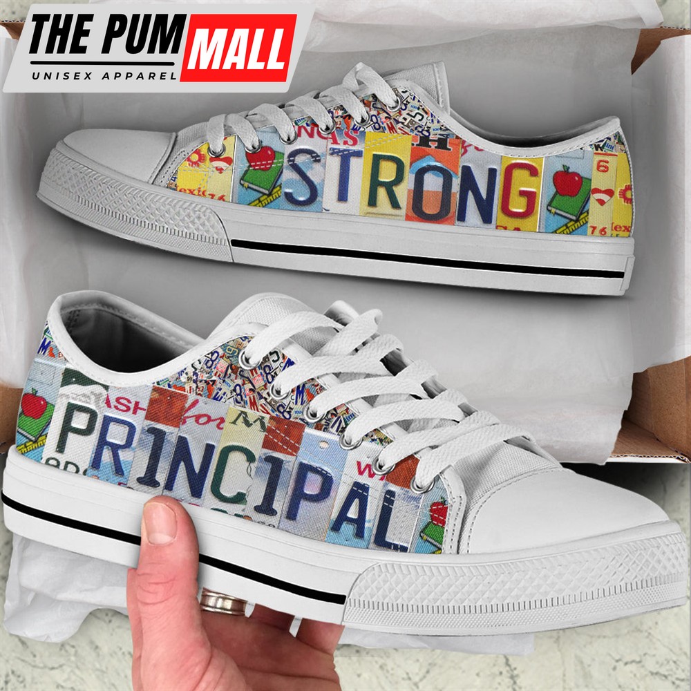 Principal Strong License Plates Low Top Shoes – Best Gift For Teacher, School Shoes Malalan