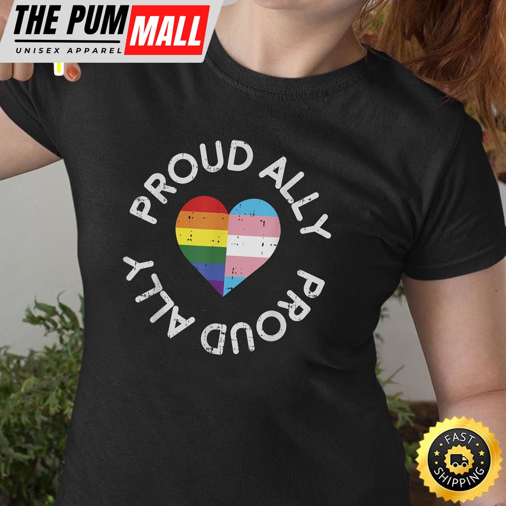 Proud Ally LGBT Cute Gay Transgender Flag Color Support Gift Valentines Day T-shirt