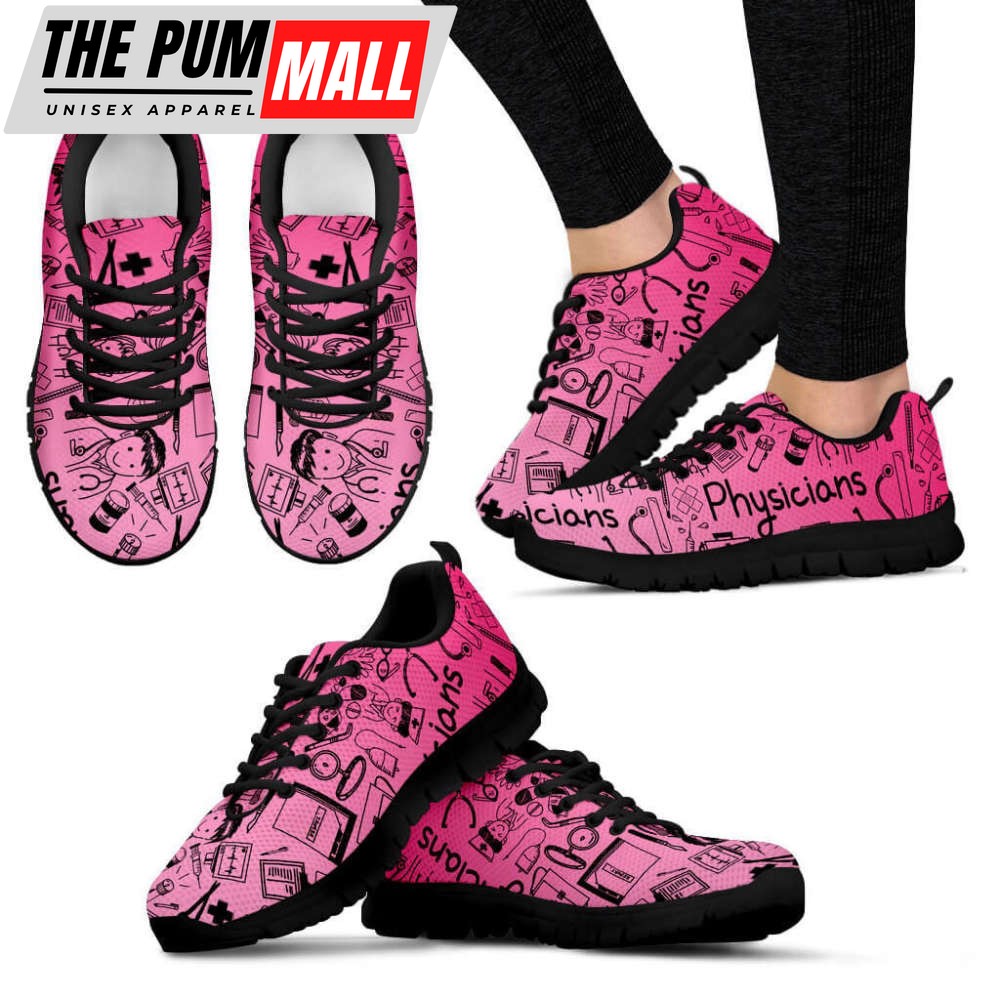 Proud Physician Sneakers, Physician Inspired Pink Women Sneakers For Men And Women