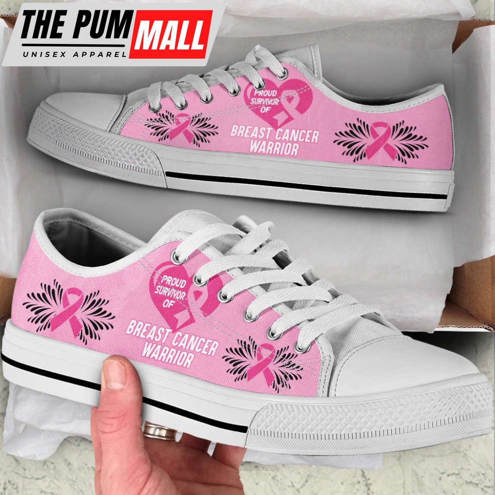 Proud Survivor of Breast Cancer Warrior Low Top Canvas Shoes