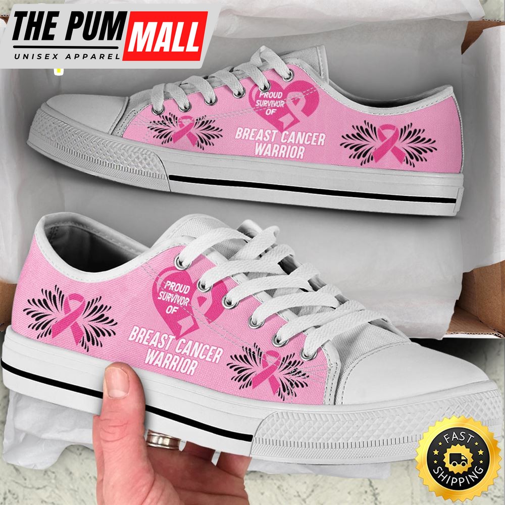 Proud Survivor Of Breast Cancer Warrior Low Top Shoes Canvas Shoes