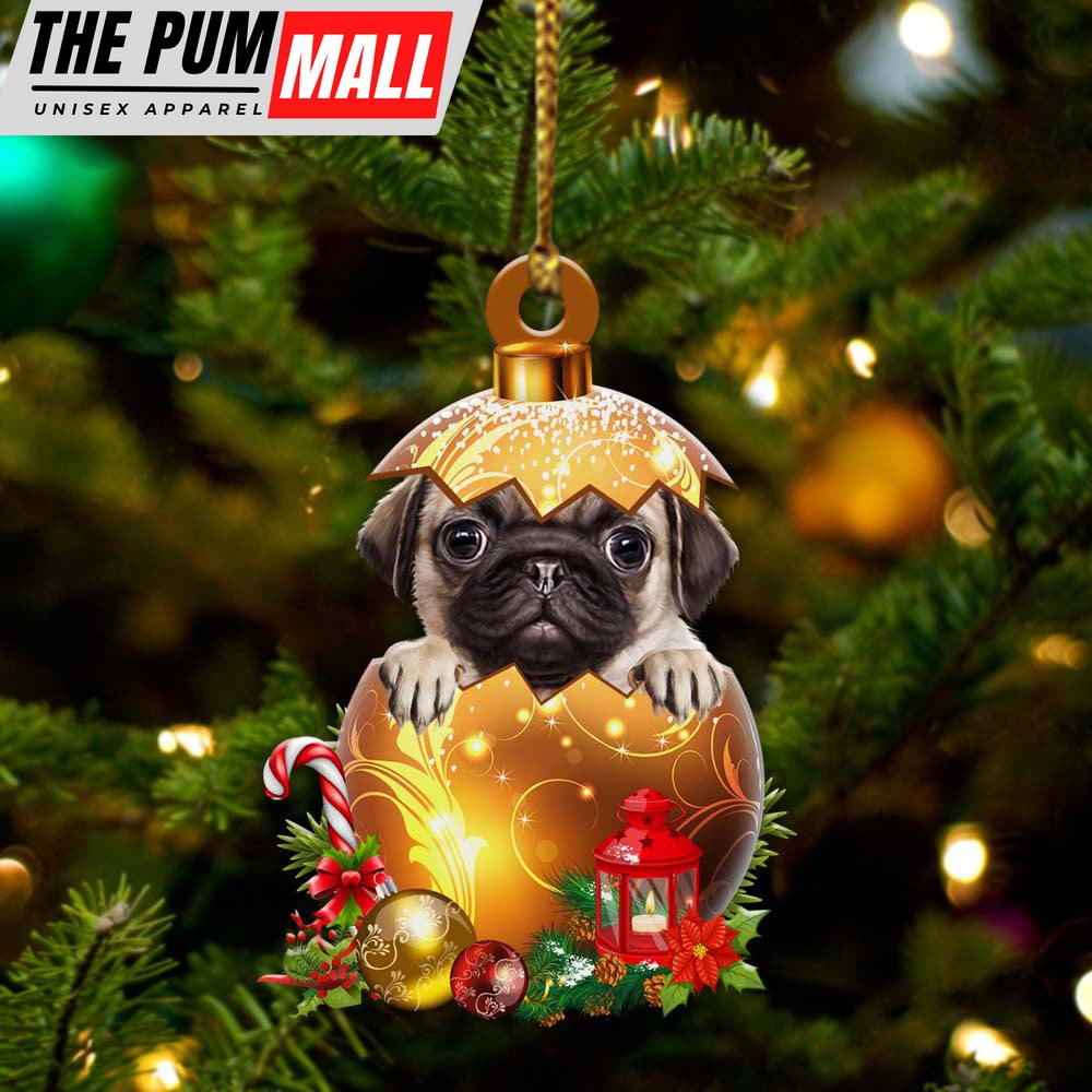 Pug 03 In Golden Egg Christmas Ornament – Car Ornament – Unique Dog Gifts For Owners Limited Edition