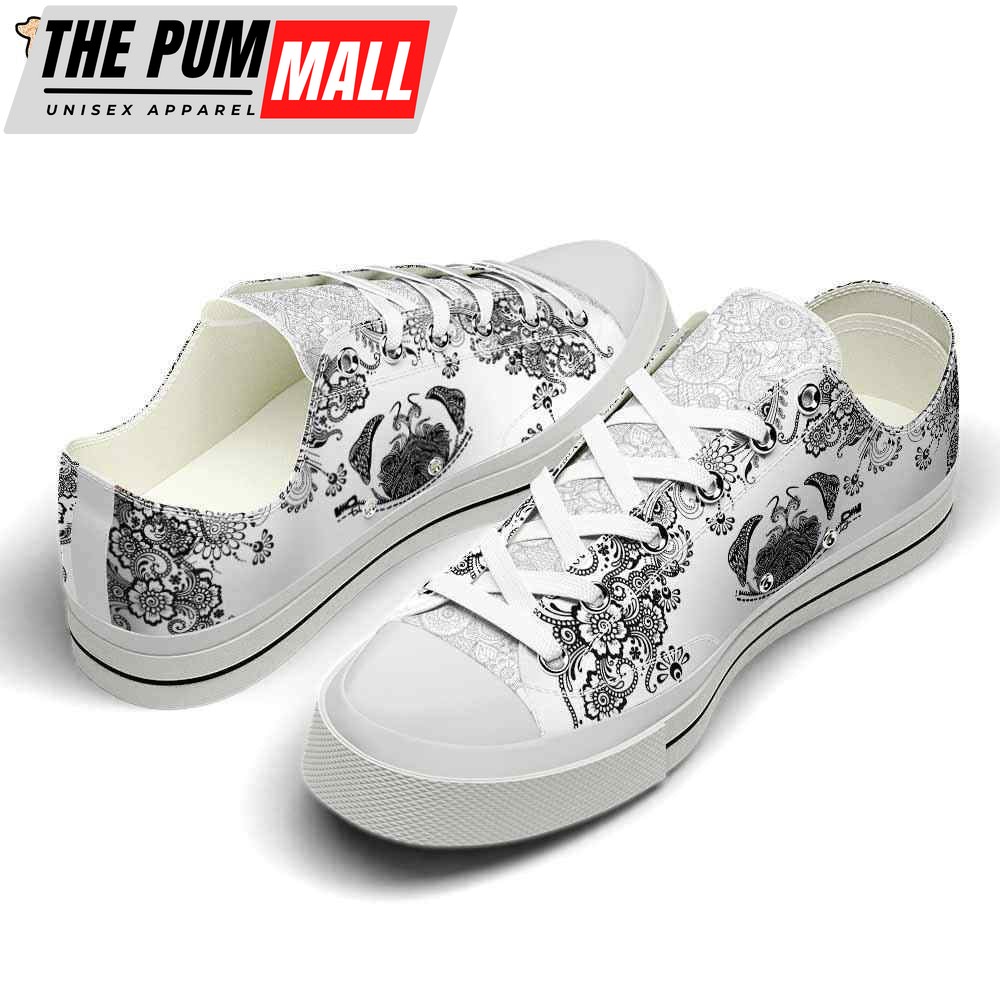 pug-black-white-flowers-low-top-shoes-happy-international-dog-day-canvas-sneak-g6fdoh4k Pug Black White Flowers Low Top Shoes – Happy International Dog Day Canvas Sneaker – Owners Gift Dog Breeders