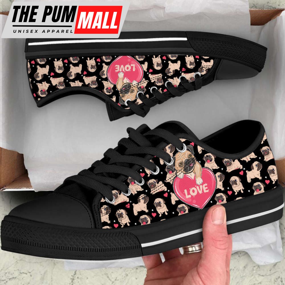 pug-dog-love-you-funny-pattern-seamless-low-top-shoes-personalized-custom-7he6blbf Pug Dog Love You Funny Pattern Seamless Low Top Shoes Personalized Custom