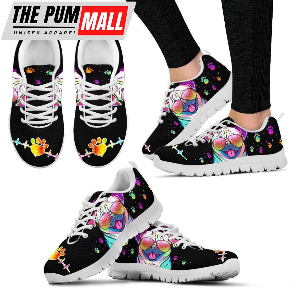 Pug Dog Lover Shoes Art Colorful Sneakers Walking Running Lightweight Casual Shoes For Pet Lover