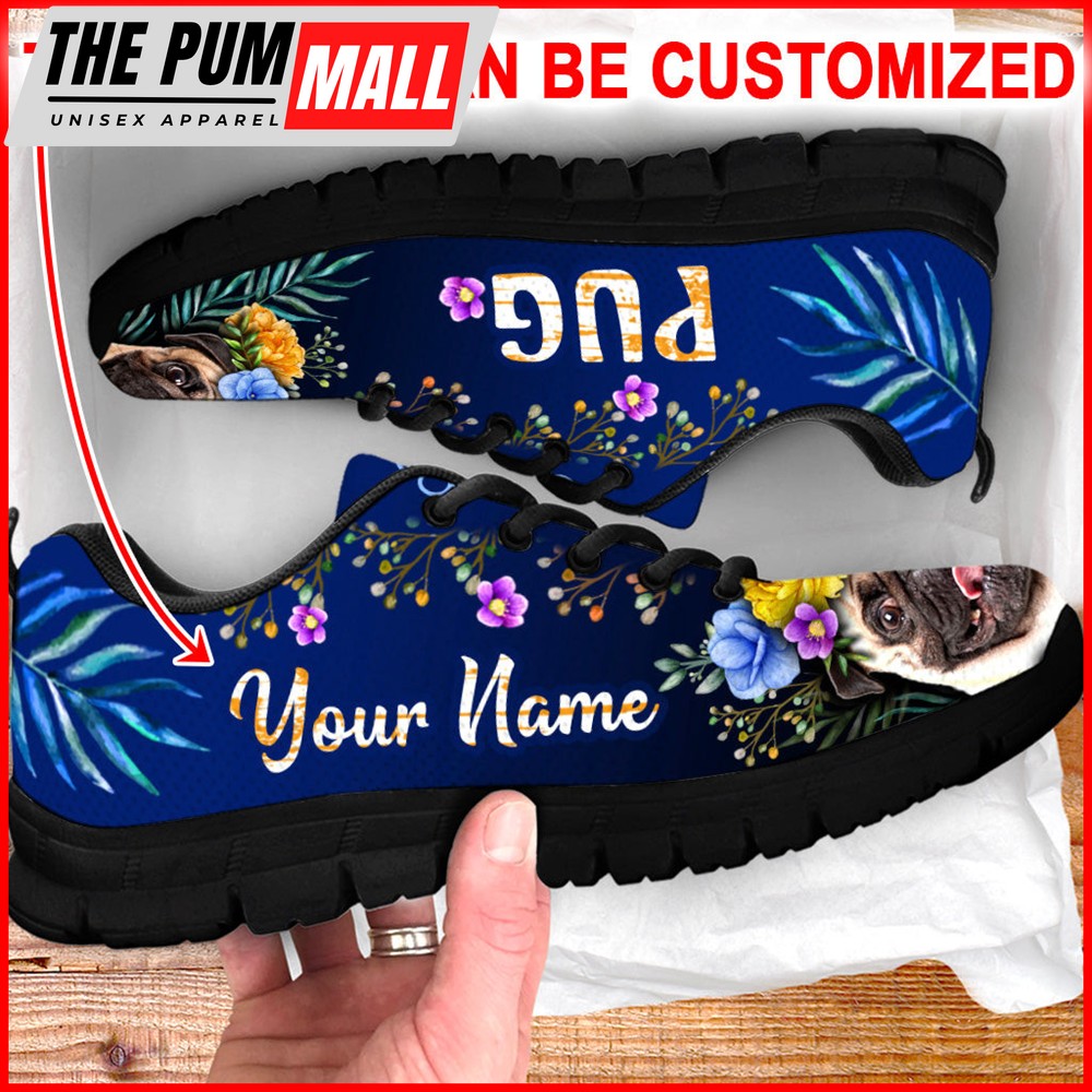 pug-dog-lover-shoes-flower-power-sneaker-walking-shoes-personalized-custom-b-alionsjj Pug Dog Lover Shoes Flower Power Sneaker Walking Shoes – Personalized Custom – Best Shoes For Dog Lover