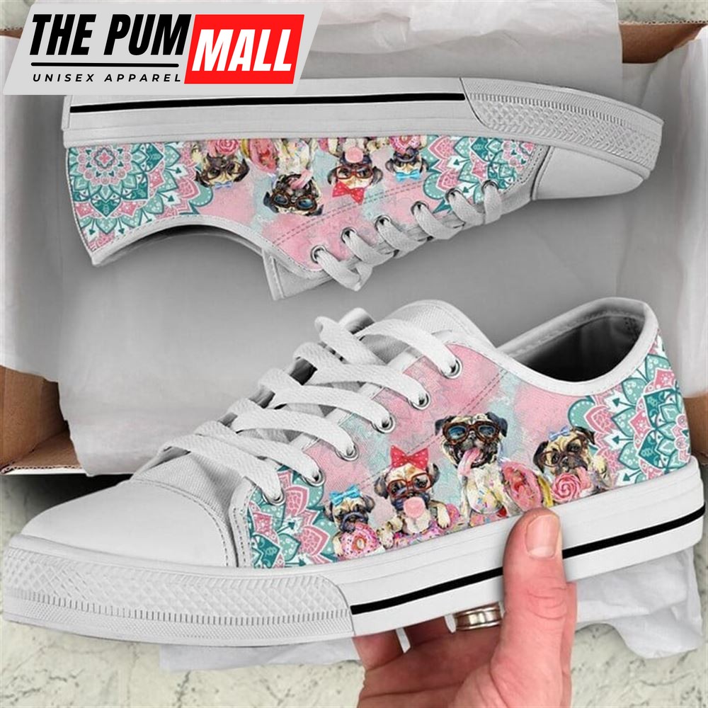 pug-dog-mandala-pink-canvas-low-top-shoes-low-top-shoes-mens-women-plswveax Pug Dog Mandala Pink Canvas Low Top Shoes – Low Top Shoes Mens, Women