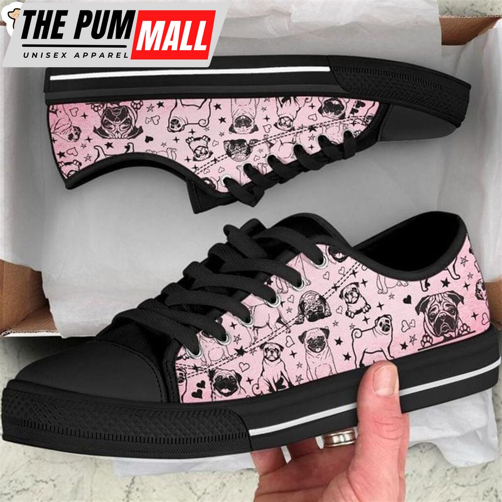 Pug Dog Pattern Low Top Shoes – Bulldog Lovers Canvas Sneakers – Owners Gift Dog Breeders