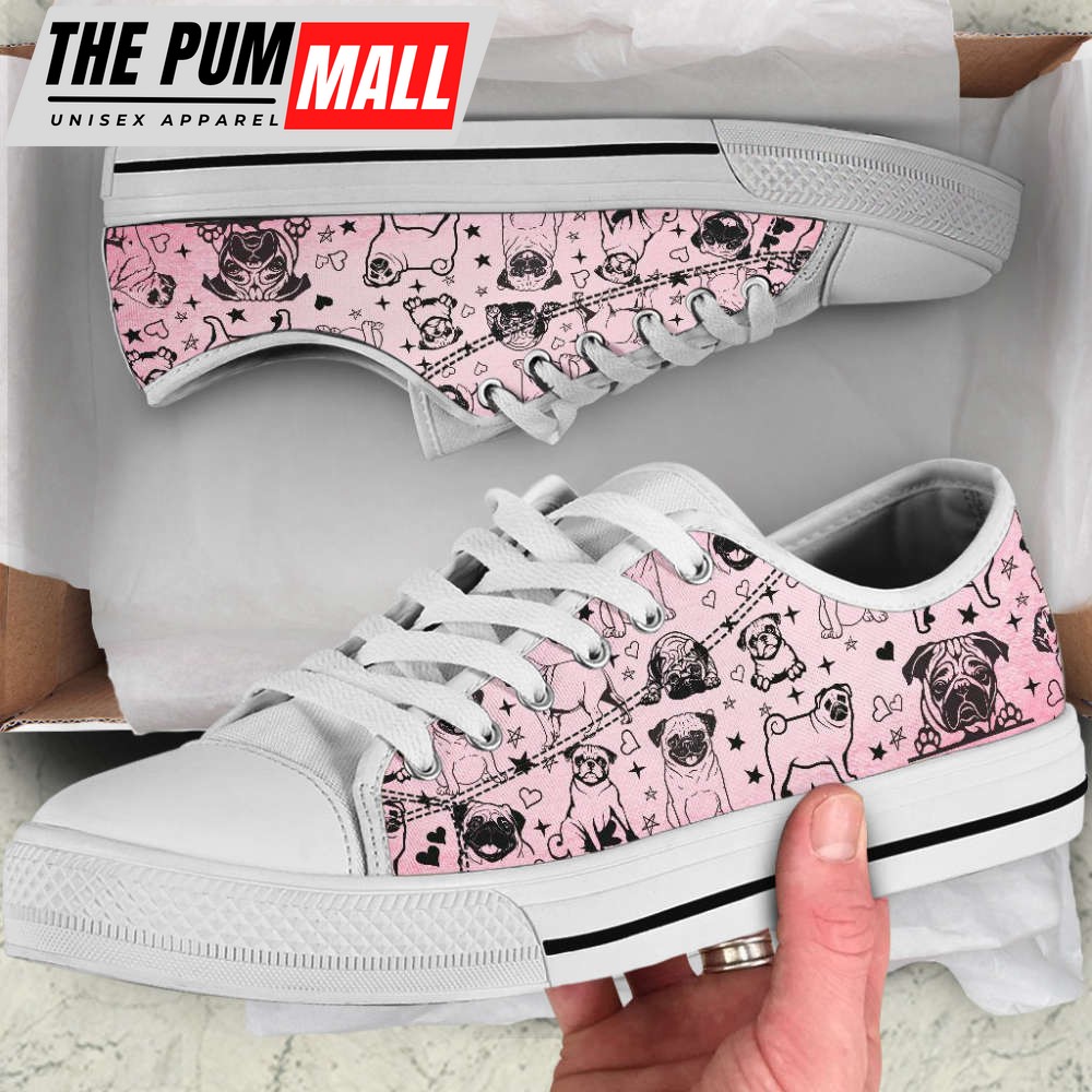 Pug Dog Peeking Low Top Shoes Canvas Sneakers Casual Shoes