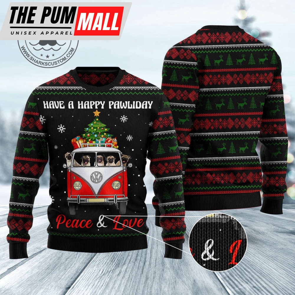 pug-dogs-carrying-gift-christmas-on-the-red-car-ugly-christmas-sweater-8f3k9mba Pug Dogs Carrying Gift Christmas On The Red Car Ugly Christmas Sweater