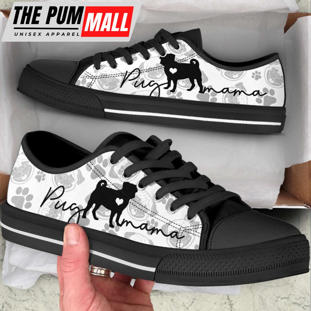 pug-mama-pug-pattern-low-top-shoes-canvas-sneakers-casual-shoes-sjrdfn8k Pug Mama Pug Pattern Low Top Shoes Canvas Sneakers Casual Shoes