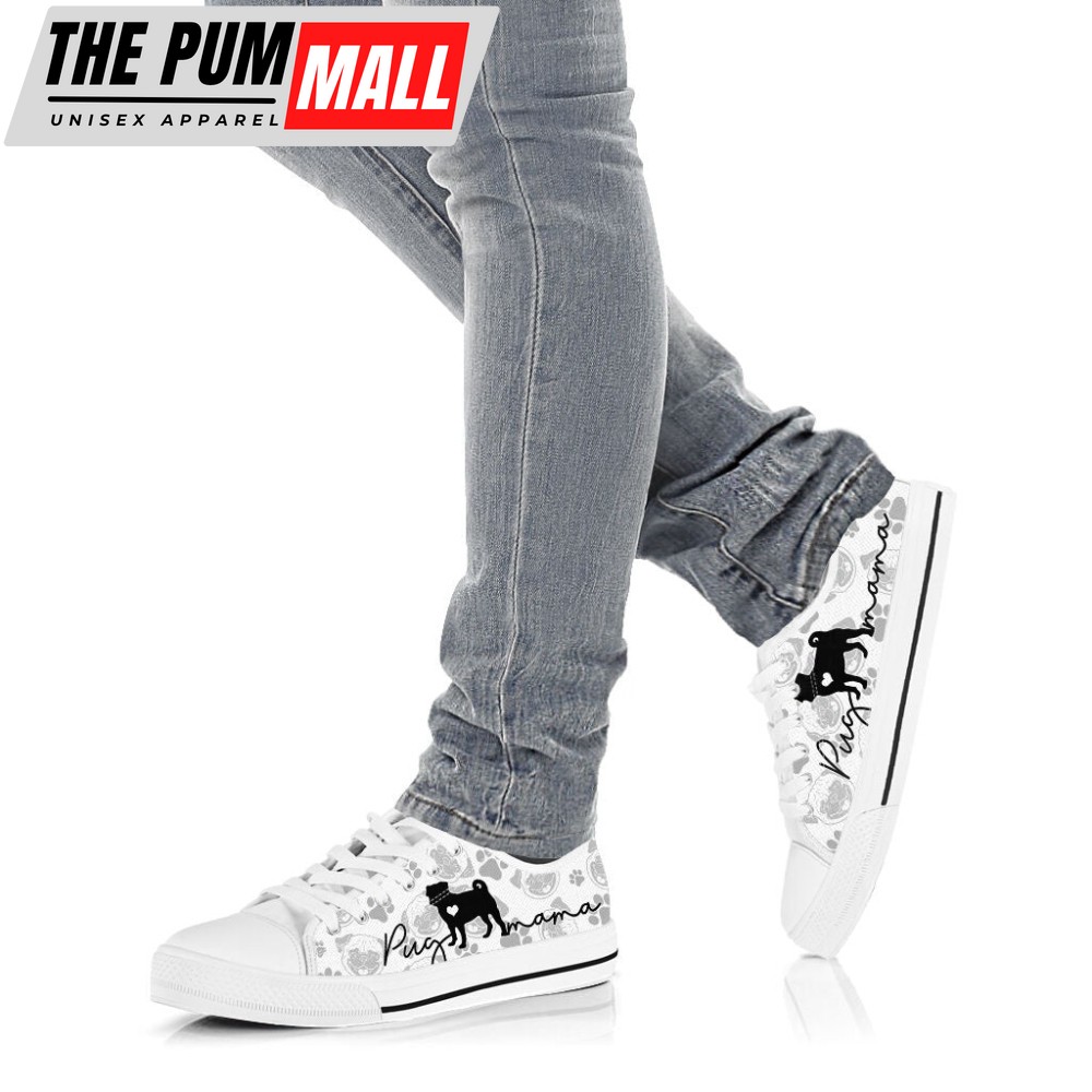 pug-mama-pug-pattern-low-top-shoes-canvas-sneakers-casual-shoes-sjrdfn8k Pug Mama Pug Pattern Low Top Shoes Canvas Sneakers Casual Shoes