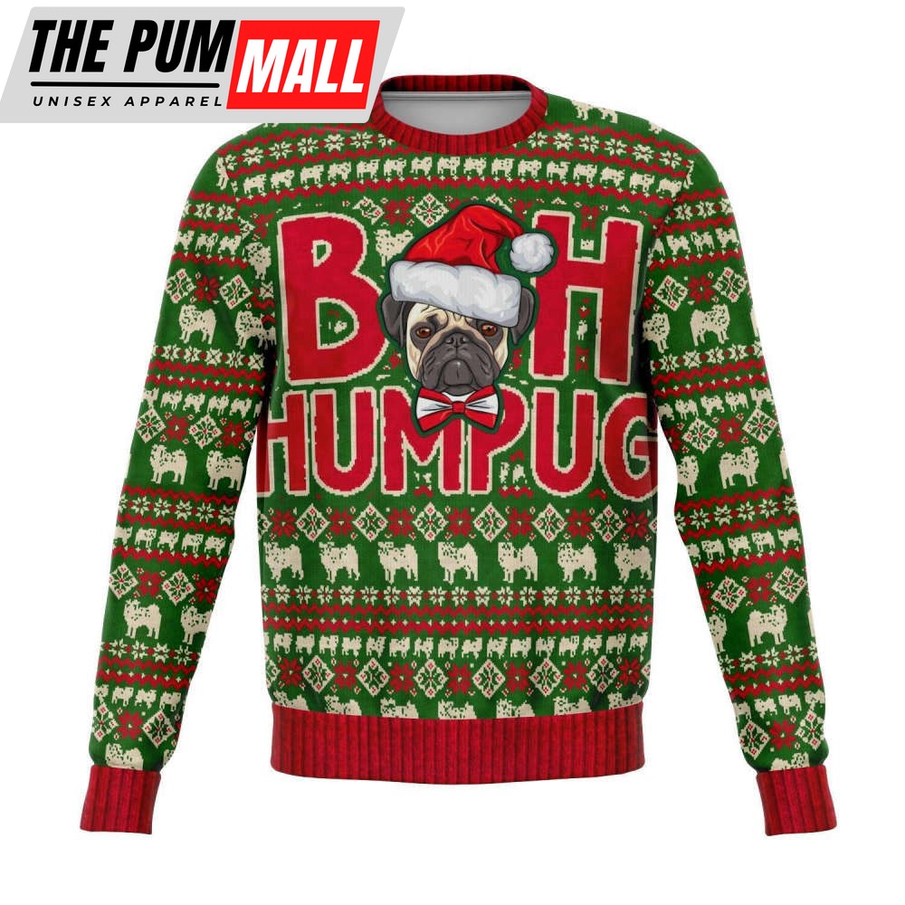 Pug Ugly Christmas Sweater, Pugs Dog Bah Humpug Print Party Sweatshirt For Men Women