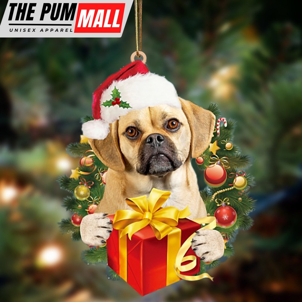 Puggle Give Gifts Hanging Ornament – Flat Acrylic Dog Ornament – Dog Lovers Gifts For Him Or Her Limited Edition