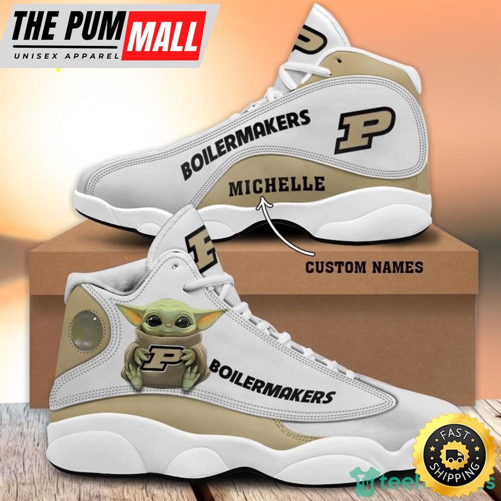 Purdue Boilermakers Fans Baby Yoda Custom Name Air Jd 13 Sneaker Shoes