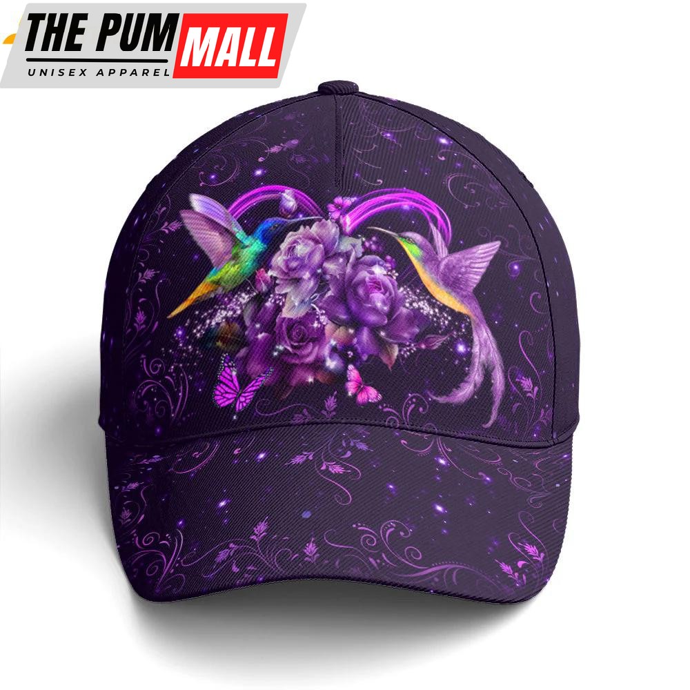 Purple Floral Couple Hummingbird Classic Baseball Cap