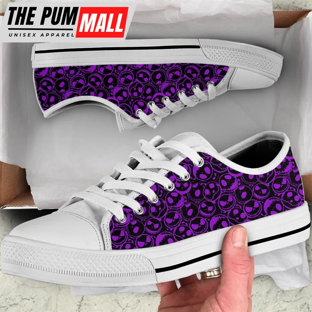 Purple JS Faces Women Low Top Canvas Shoes