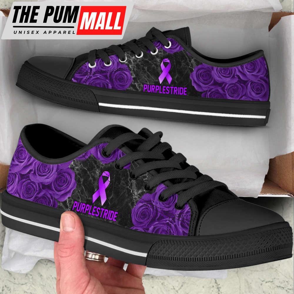 Purplestride Shoes Rose Flower Low Top Shoes Canvas Shoes