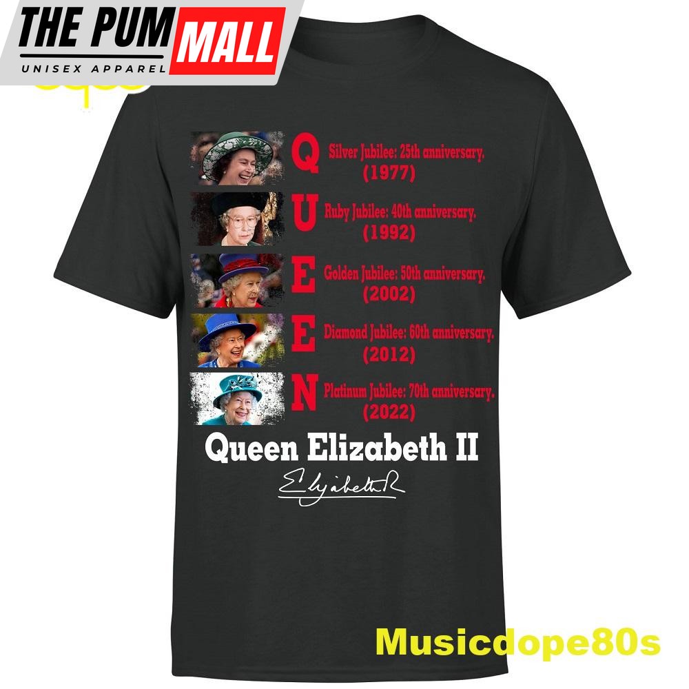 Queen Elizabeth II Platinum Jubilee 2025 Corgi Union JackRoyal Crown Black Tshirt