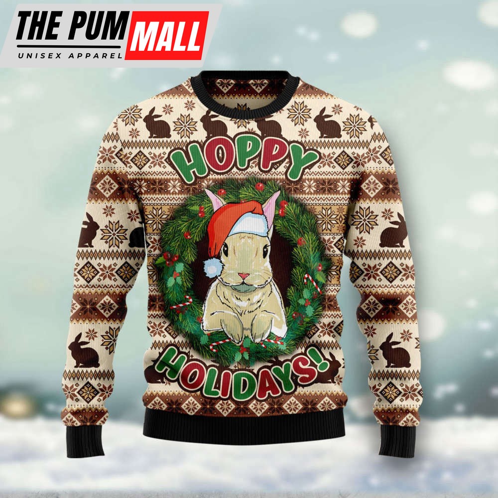 Rabbit Happy Holidays HT102103 Ugly Christmas Sweater – Noel Malalan