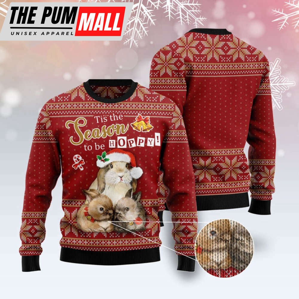 Rabbit Hoppy Ugly Chrsistmas Sweater, Christmas Unisex For Womens And Mens