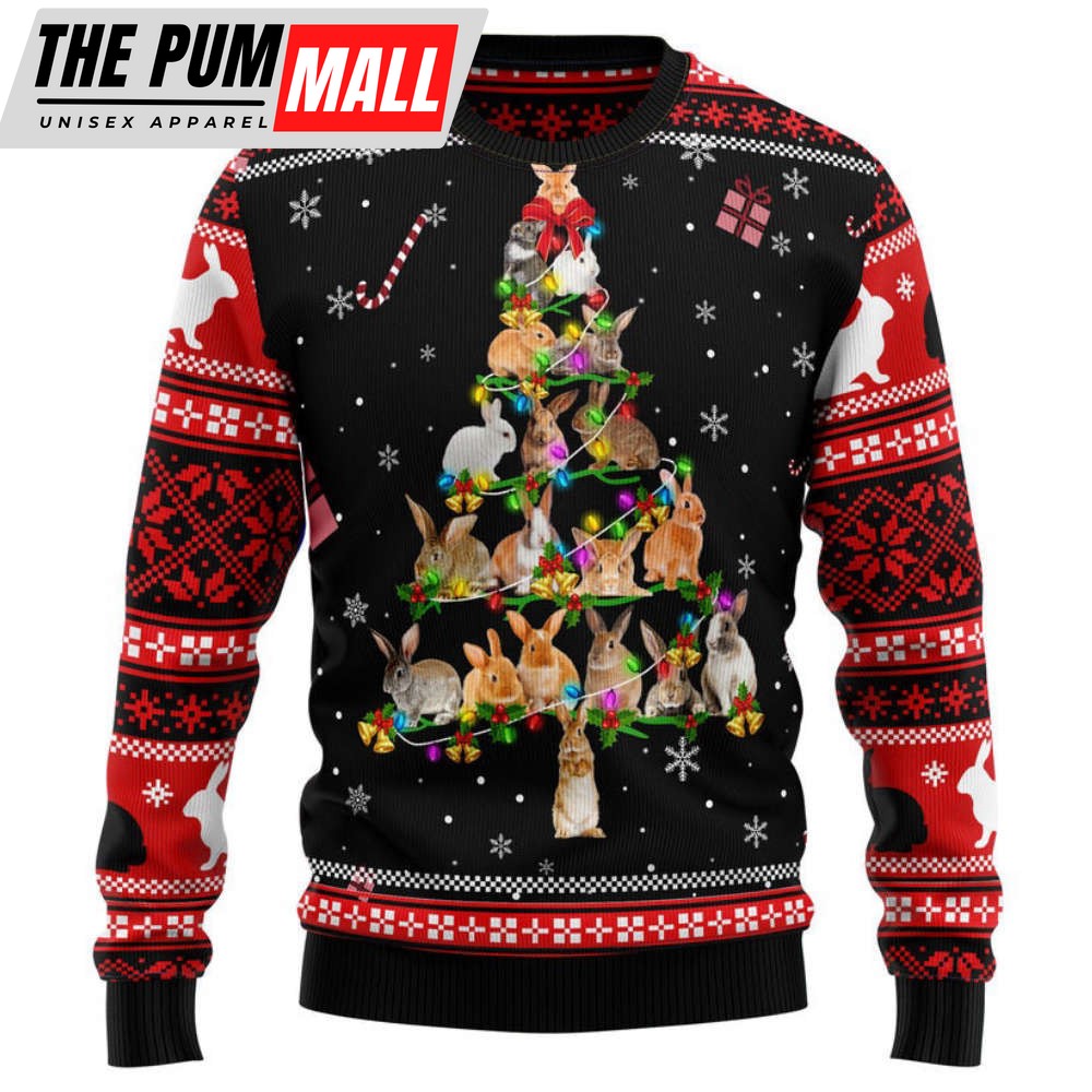 Rabbit Pine Christmas All Over Print Ugly Christmas Sweater, Christmas Sweater For Men And Women