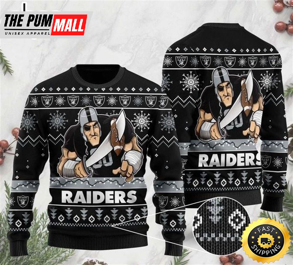 Raiders Ugly Sweater NFL Logo Las Vegas Raiders