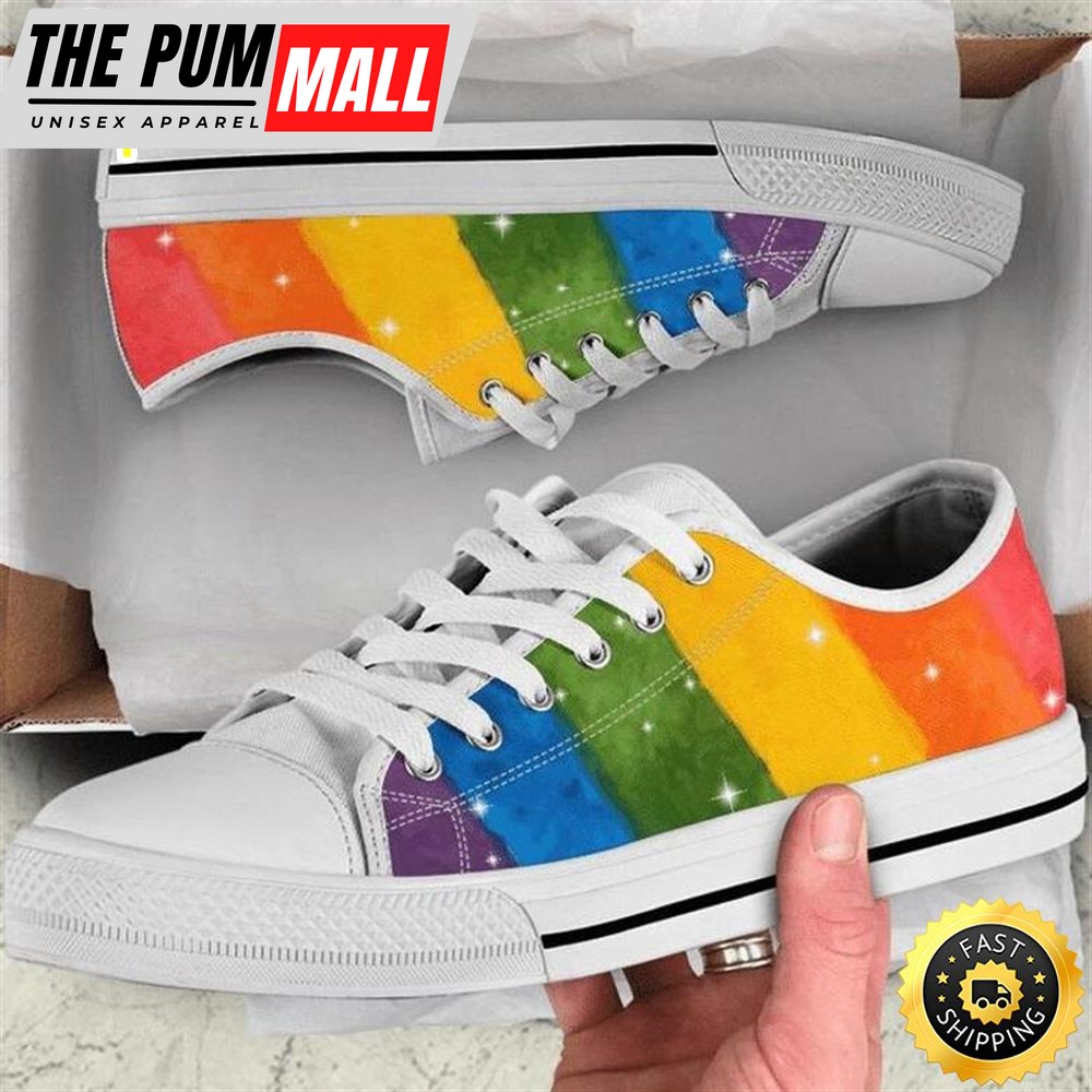 Rainbow Glittery Lgbt Pride Low Top Shoes