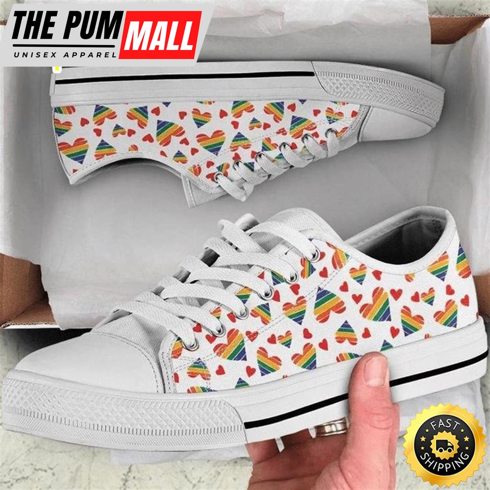 Rainbow Hearts Pride Lgbt Low Top Shoes