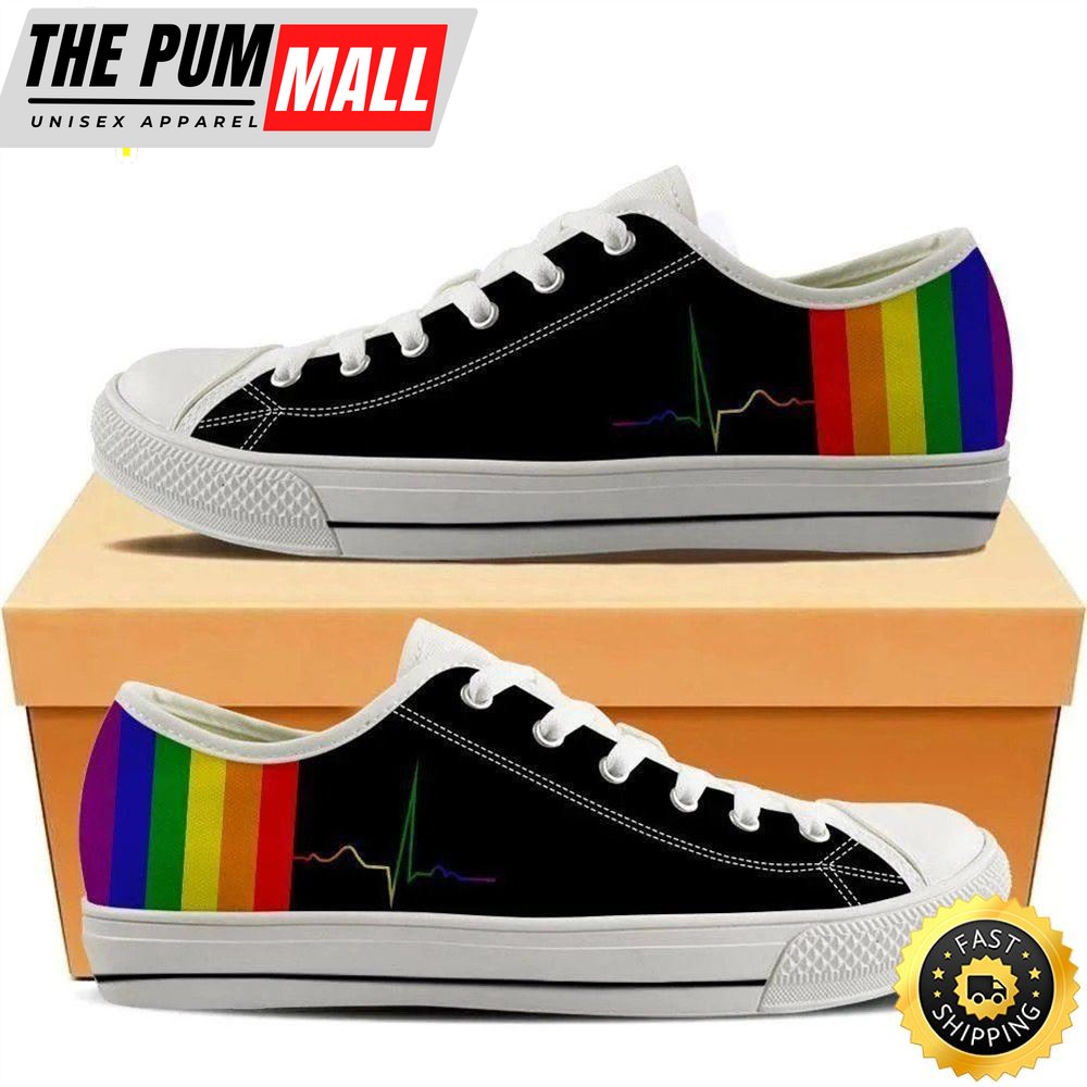 Rainbow Hearts Pride Lgbt Low Top