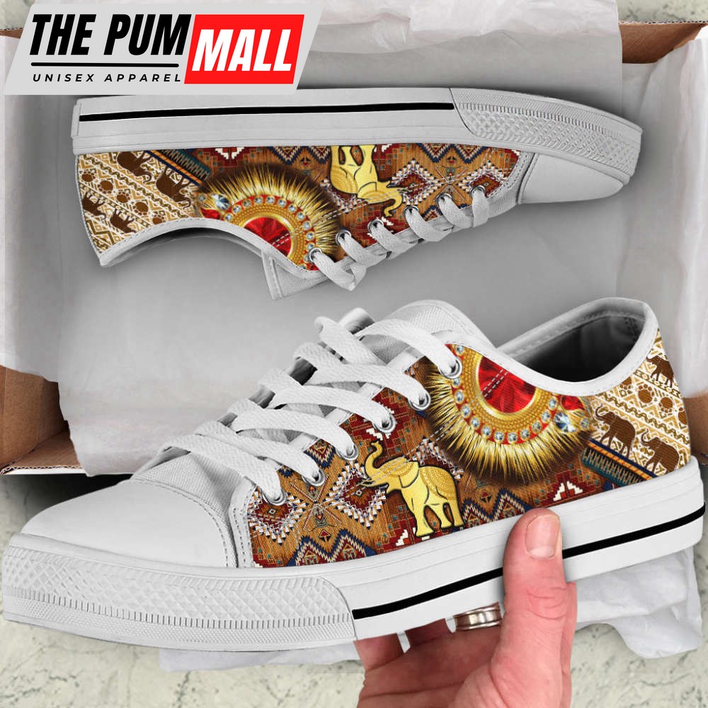 Raksha Bandhan Elephant Canvas Print Shoes: Stylish Lowtops for Adults