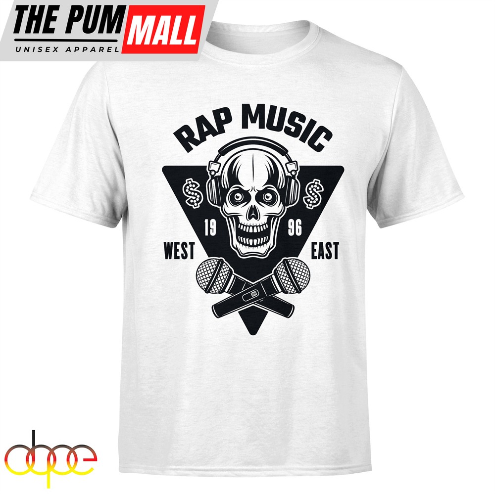 Rap Music Of The 90s Skullcap West and East T-Shirt