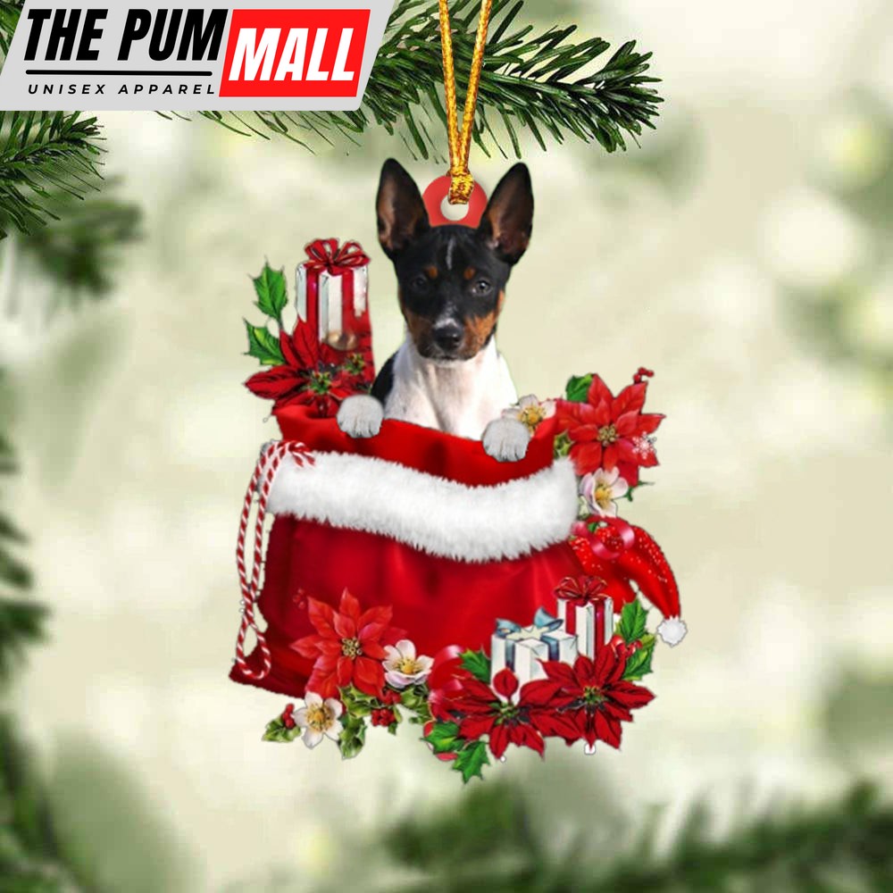 Rat Terrier In Gift Bag Christmas Ornament – Car Ornaments – Gift For Dog Lovers Limited Edition